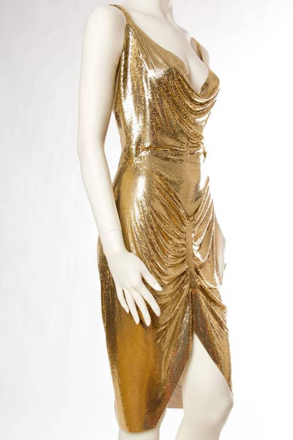 Marron The Collective Morphew - Robe en maille de métal doré  en vente
