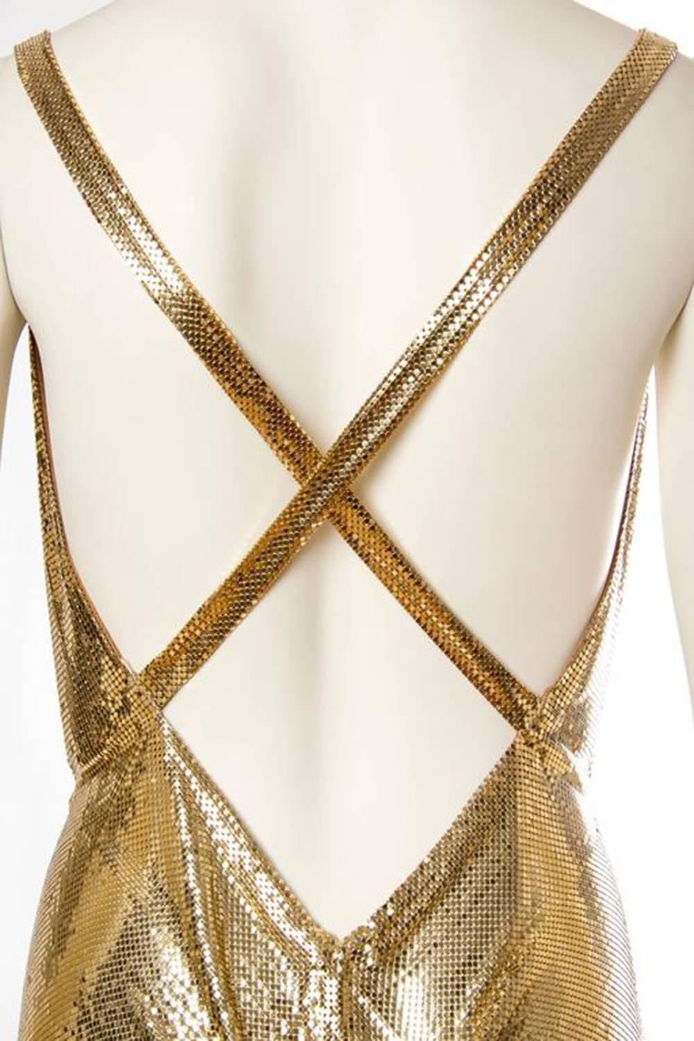 Morphew Collection Gold Metal Mesh Dress  In New Condition For Sale In New York, NY