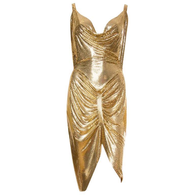 Morphew Collection Gold Metal Mesh Dress  For Sale