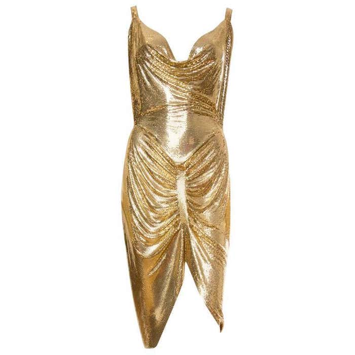 Morphew Collection Gold Metal Mesh Dress For Sale at 1stDibs | gold ...