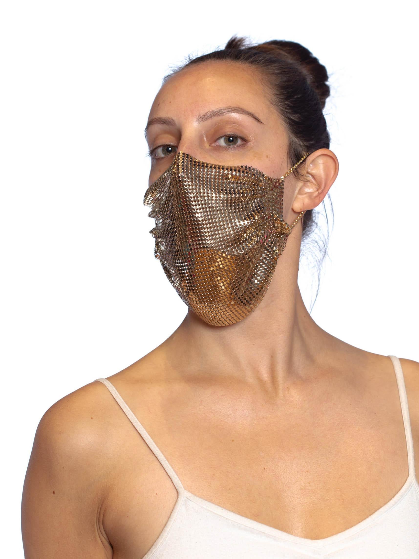 Women's MORPHEW COLLECTION Gold Metal Mesh Scarf Mask For Sale