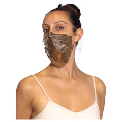 MORPHEW COLLECTION Gold Metal Mesh Scarf Mask