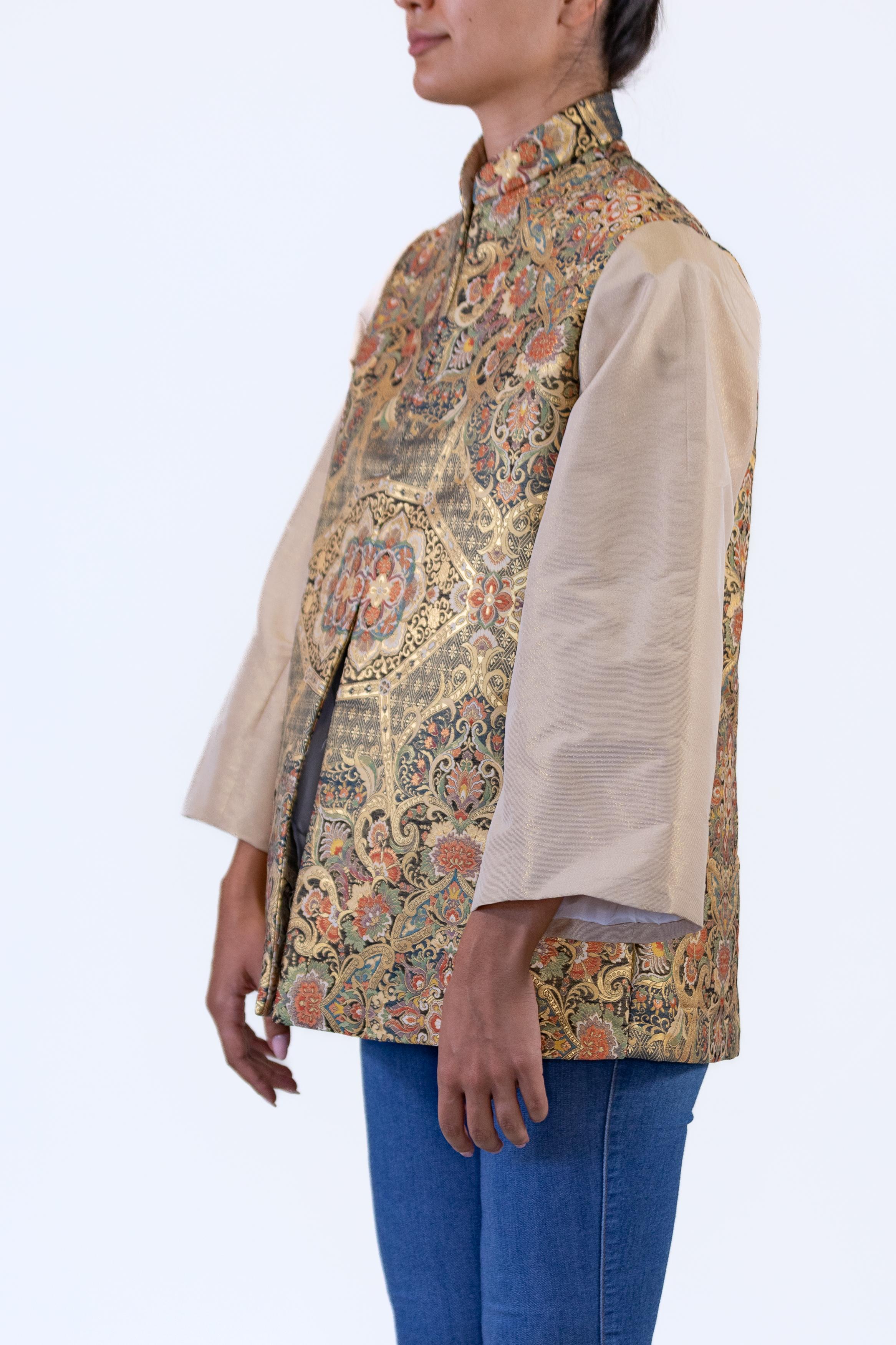 Morphew Collection Gold Metallic Silk Japanese Obi Brocade Jacket
MORPHEW COLLECTION is made entirely by hand in our NYC Ateliér of rare antique materials sourced from around the globe. Our sustainable vintage materials represent over a century of