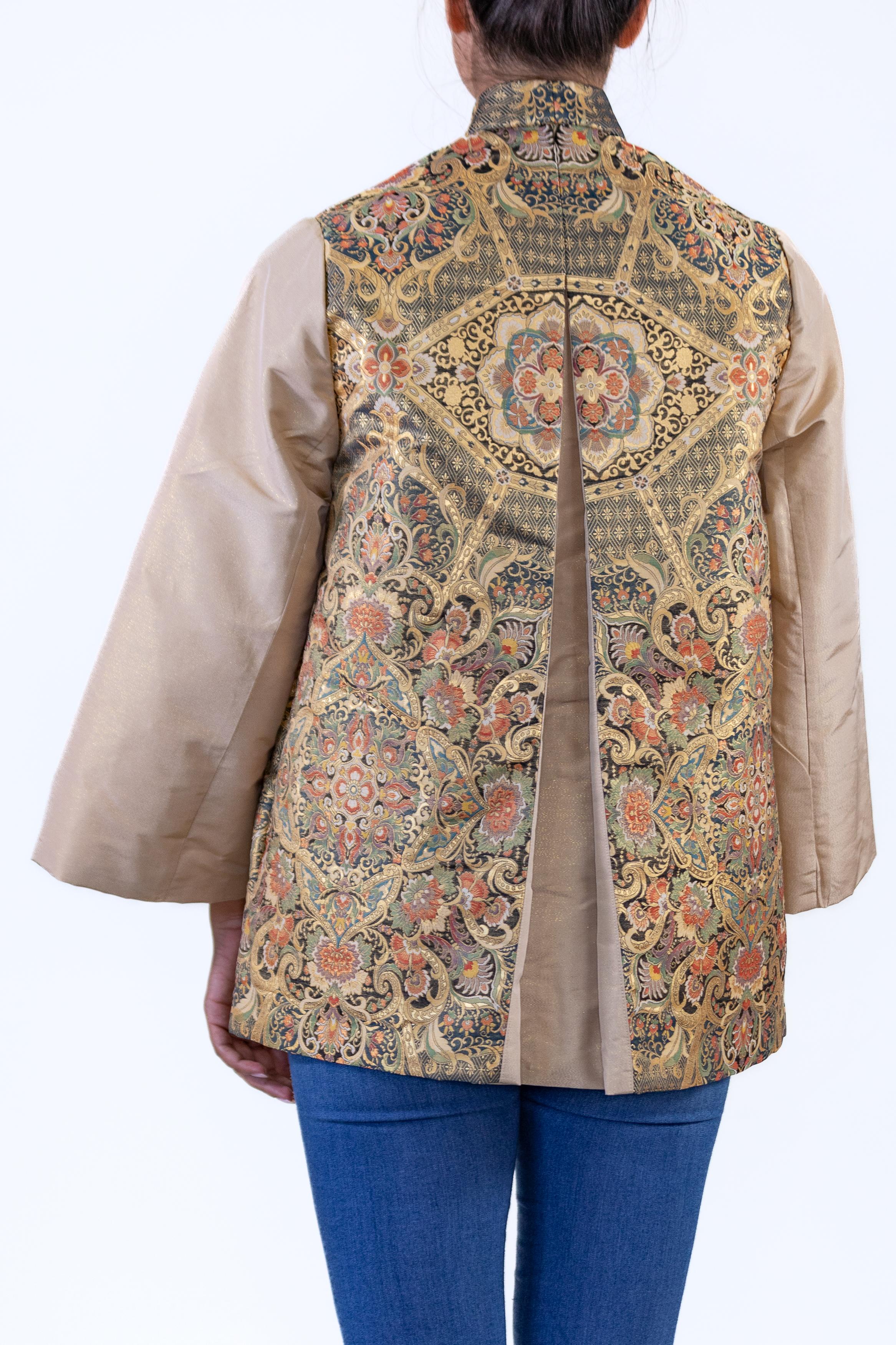 The Collective Morphew Gold Metallic Silk Japanese Obi Brocade Jacket (veste de brocart en soie japonaise métallisée) Pour femmes en vente