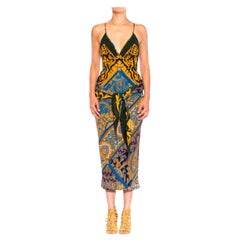 MORPHEW COLLECTION Green, Gold 
Blue Silk Status Print Sagittarius One Scarf D