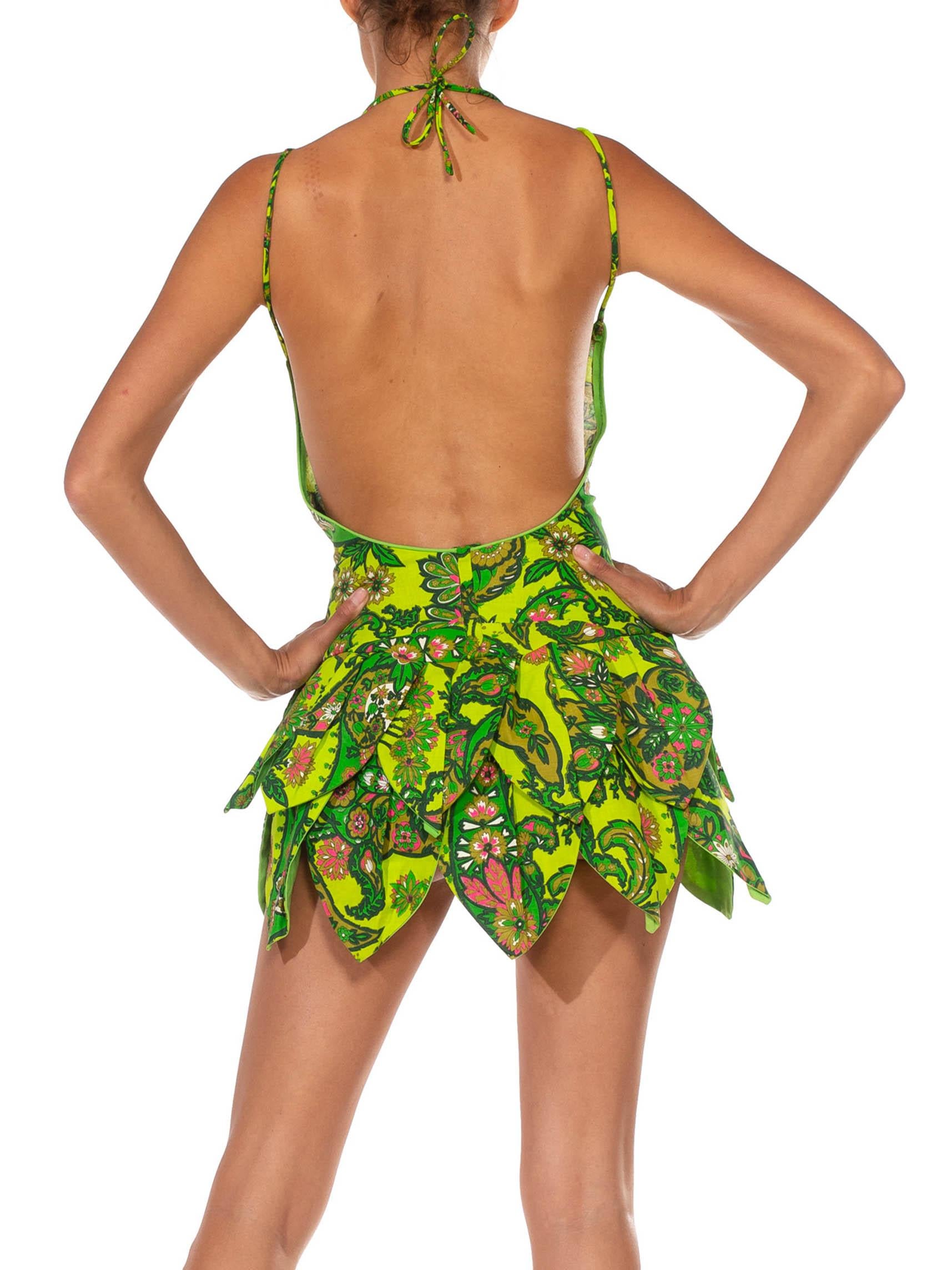Women's MORPHEW COLLECTION Green Paisley Cotton Mini Party Dress