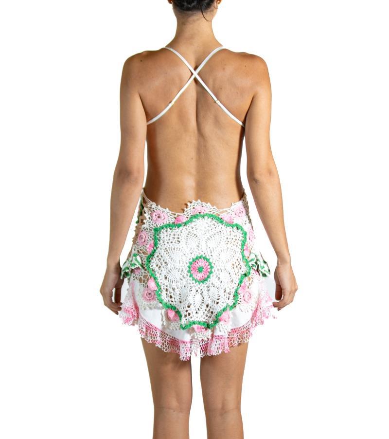 Morphew Collection Green & Pink White Crochet Dress 2