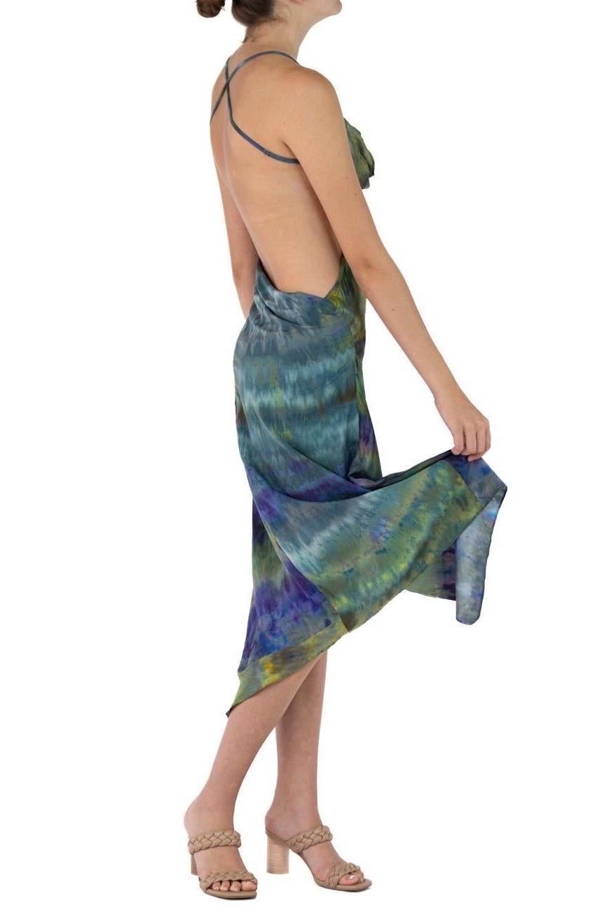 Women's Morphew Collection Green & Purple Silk Ice Dyed Dress For Sale