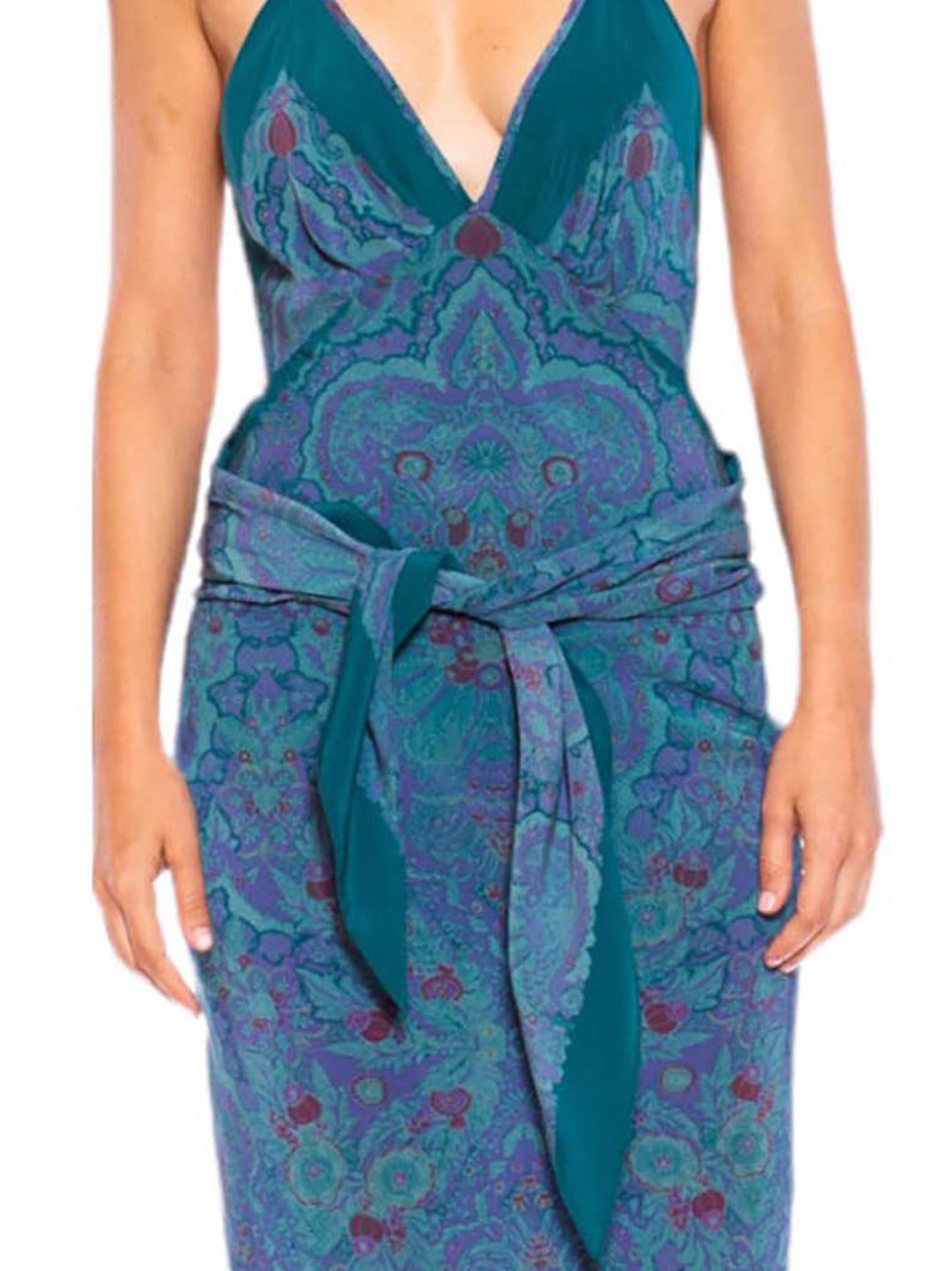 MORPHEW COLLECTION Green & Purple Silk Sagittarius One Scarf Dress Made From A  For Sale 6