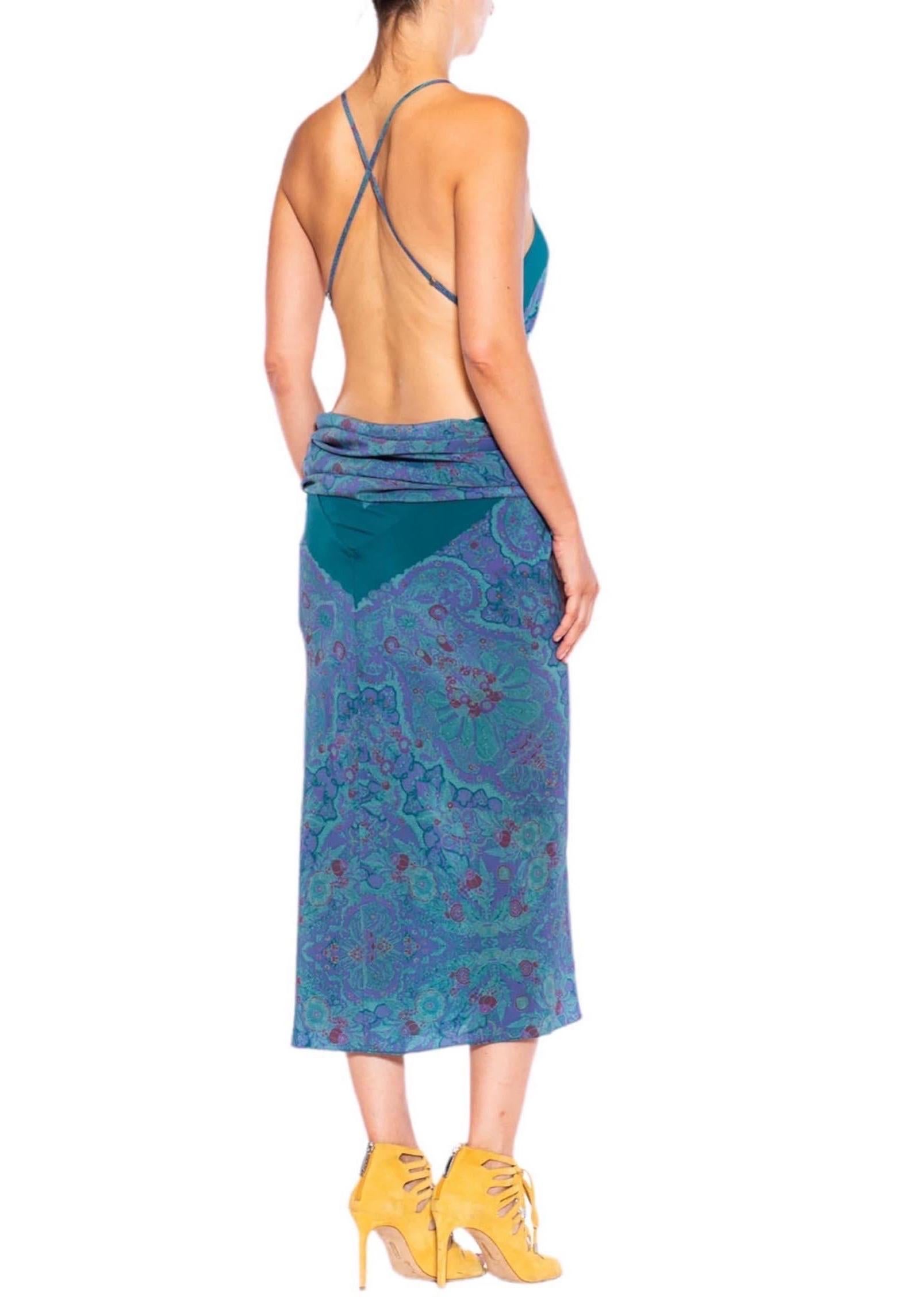 MORPHEW COLLECTION Green & Purple Silk Sagittarius One Scarf Dress Made From A  For Sale 3