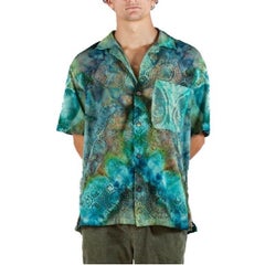 MORPHEW COLLECTION Green & Teal Cotton Lace Shirt