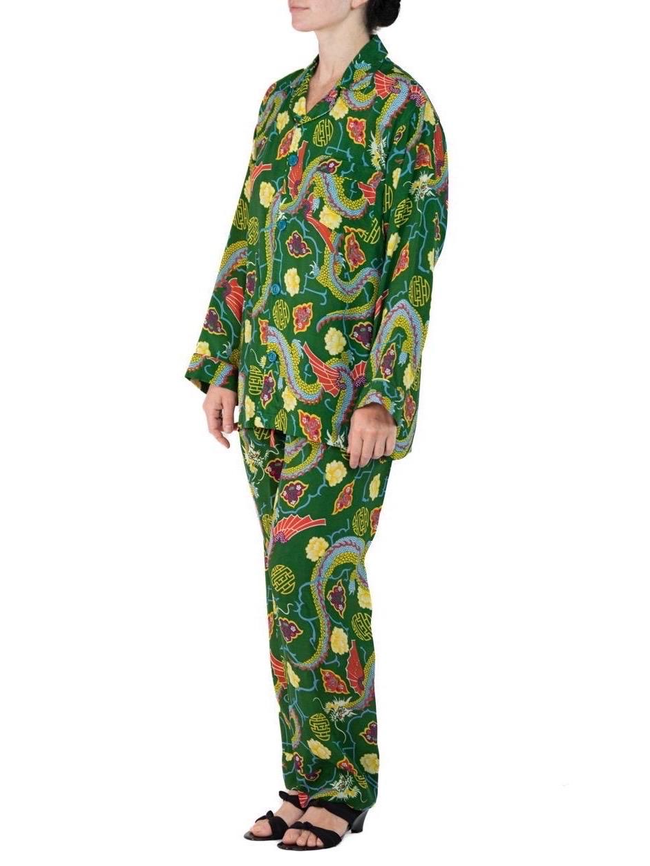 Morphew Collection Green & Yellow Dragon Novelty Print Cold Rayon Bias Draw String Pajamas
MORPHEW COLLECTION is made entirely by hand in our NYC Ateliér of rare antique materials sourced from around the globe. Our sustainable vintage materials
