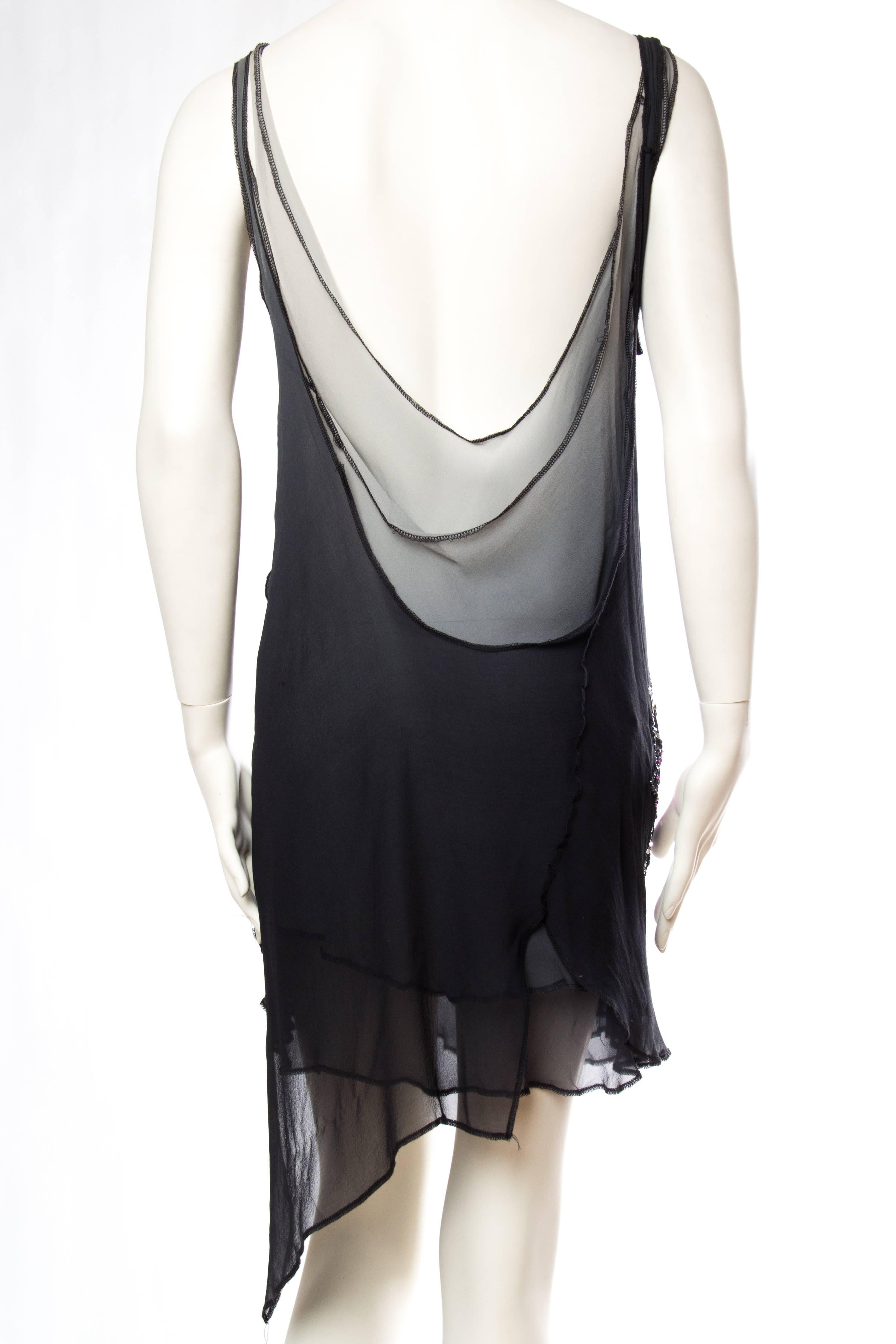 MORPHEW COLLECTION Grey Ombré Silk Chiffon Deconstructed Bias Flapper Style Coc In Excellent Condition In New York, NY