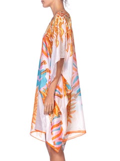 Morphew Collection Hermes Style Sun Print Silk Scarf Tunic Kaftan