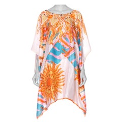 Morphew Collection Hermes Style Sun Print Silk Scarf Tunic Kaftan