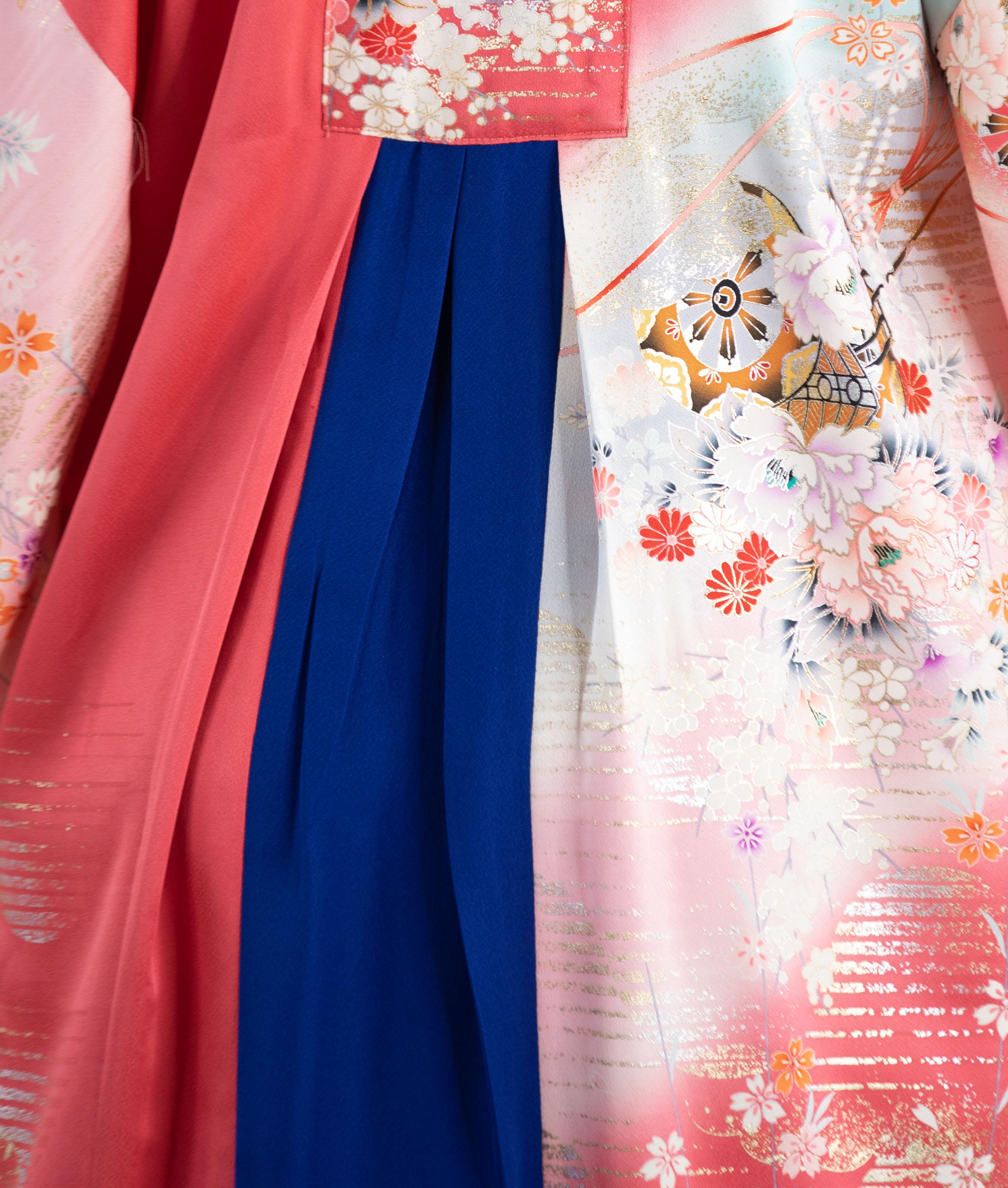 MORPHEW COLLECTION Hot Pink Blue Japanese Kimono Silk Kaftan For Sale 5