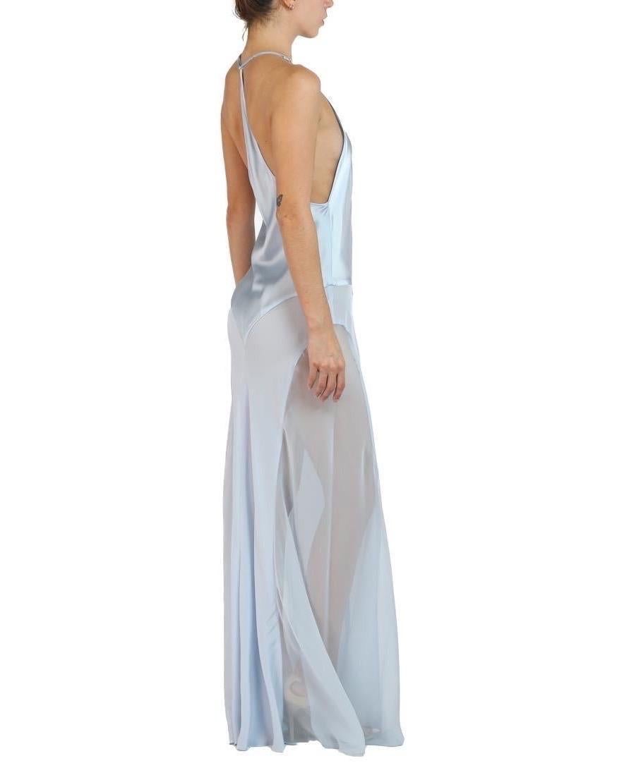 The Collective Morphew Blue Ice Silk Charmeuse Bias Cut Slip Gown Pour femmes en vente