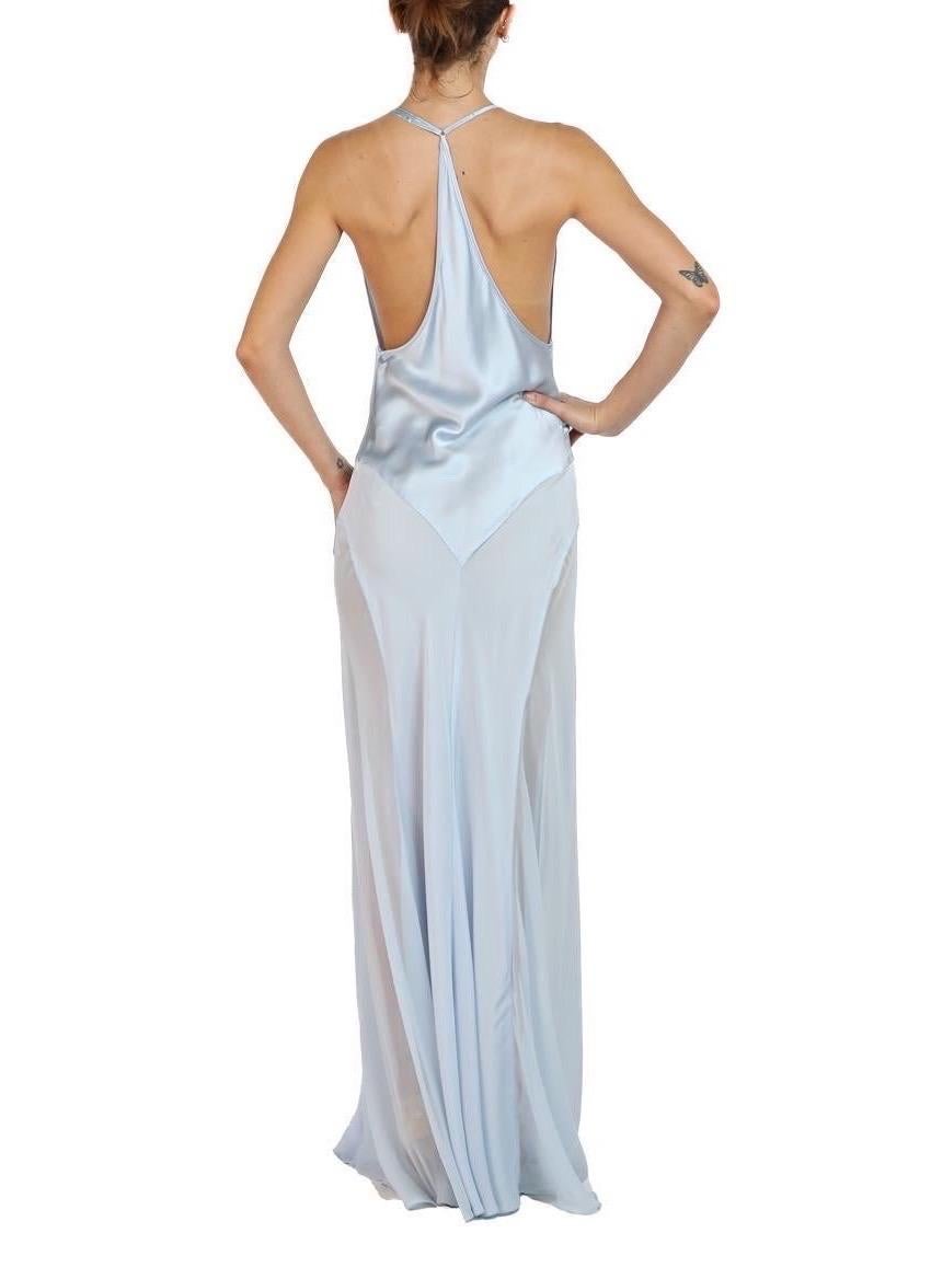 Morphew Collection Ice Blue Silk Charmeuse Bias Cut Slip Gown For Sale 1