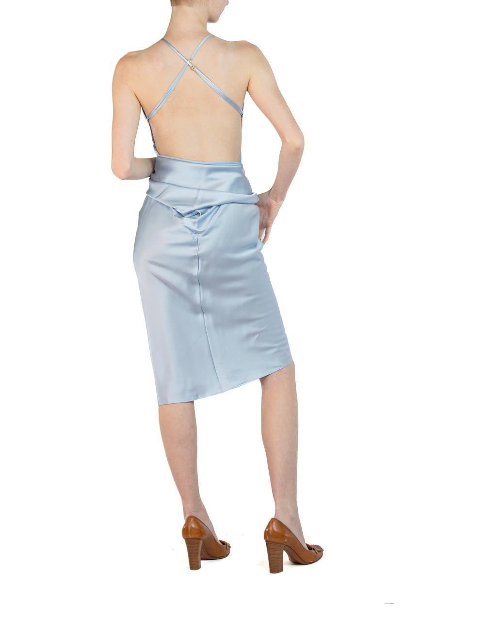 MORPHEW COLLECTION Ice Blue Silk Charmeuse Sagittarius Dress In Excellent Condition For Sale In New York, NY
