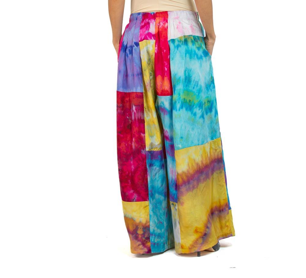 MORPHEW COLLECTION Ice Dyed Silk Oversized Box Pleat Pants In Excellent Condition For Sale In New York, NY