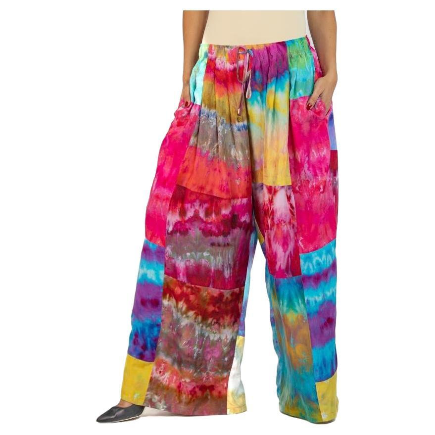 MORPHEW COLLECTION Ice Dyed Silk Oversized Box Pleat Pants For Sale