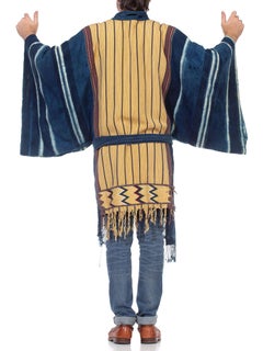 MORPHEW COLLECTION Indigo Blue Hand Woven Cotton Patchwork Duster