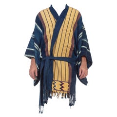 MORPHEW COLLECTION Indigo Blue Hand Woven Cotton Patchwork Duster