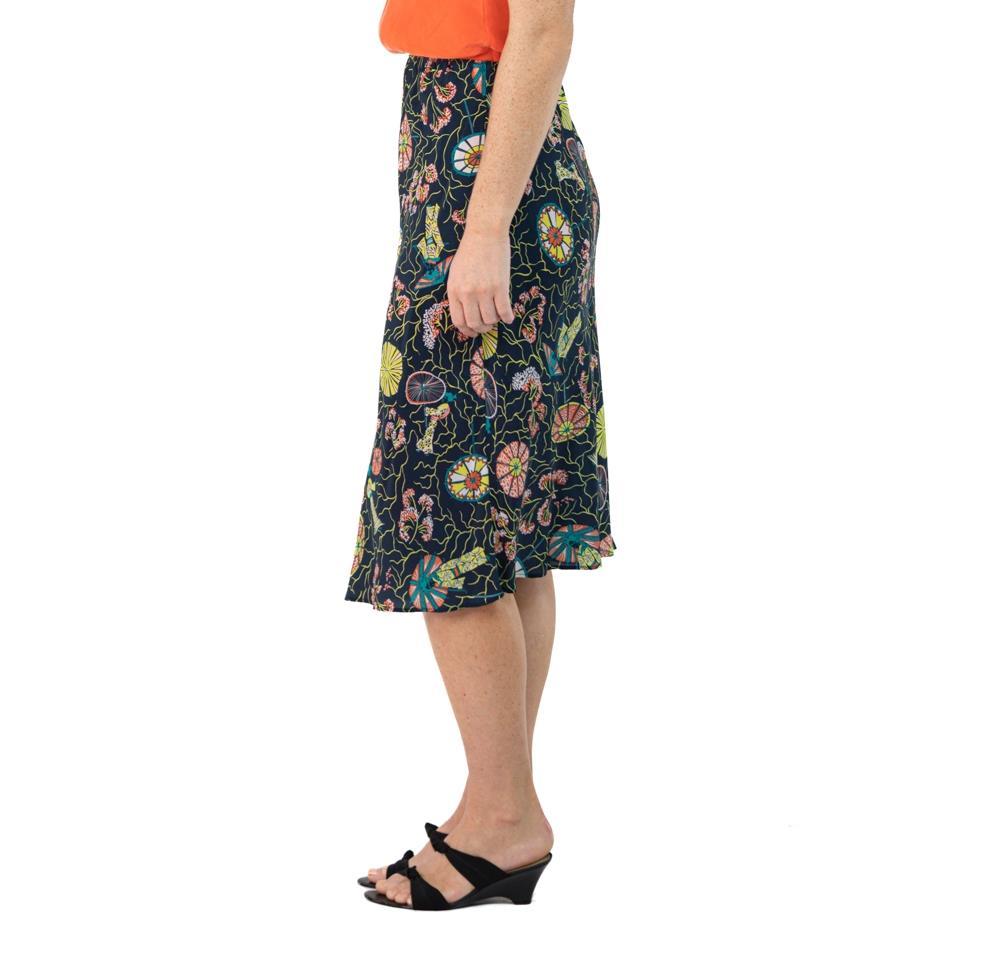 Morphew Collection Indigo Blue & Pink Cherry Blossom Novelty Print Cold Rayon Bias Skirt Master Medium
MORPHEW COLLECTION is made entirely by hand in our NYC Ateliér of rare antique materials sourced from around the globe. Our sustainable vintage