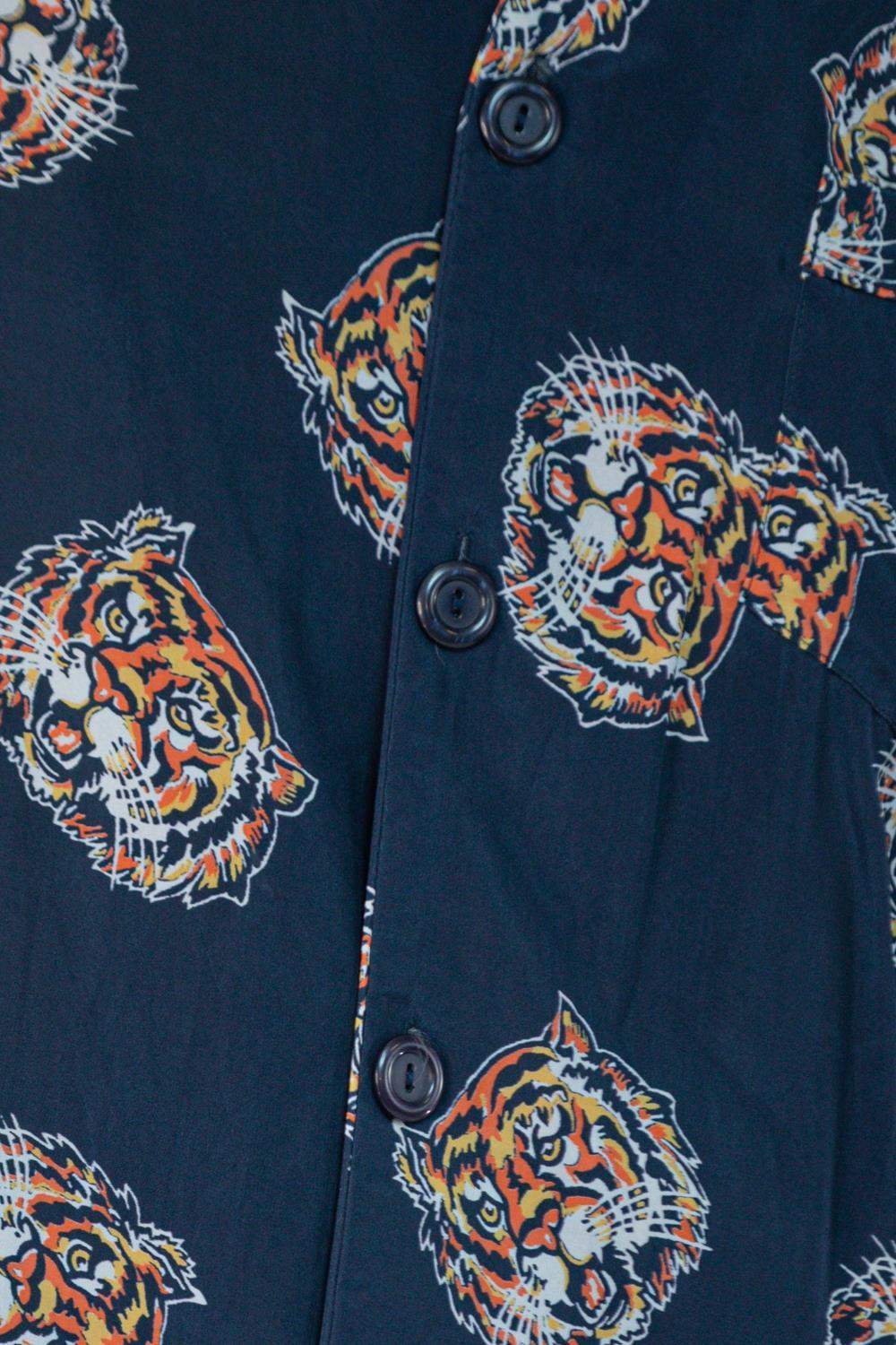 Morphew Collection Indigo Blue Tiger Head Print Cold Rayon Bias Pajamas For Sale 6