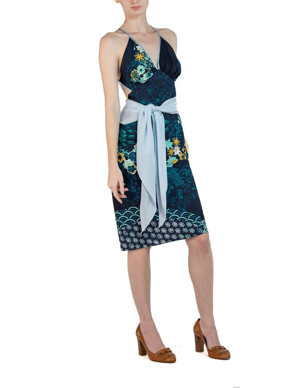Women's MORPHEW COLLECTION Indigo & Yellow Silk Sagittarius One Scarf Dress Made From A For Sale