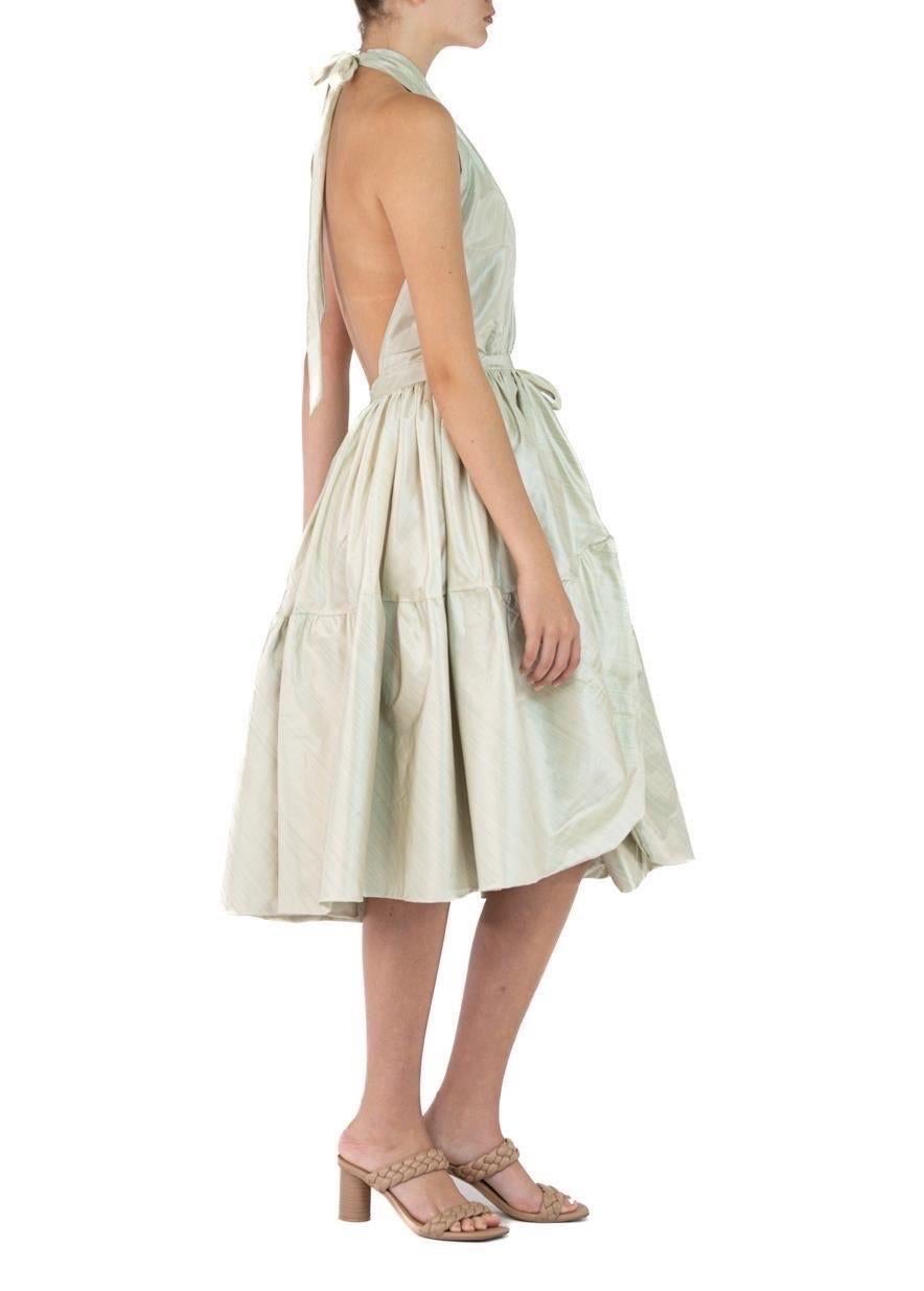 Morphew Collection Light Green Silk Taffeta Dress In Excellent Condition For Sale In New York, NY