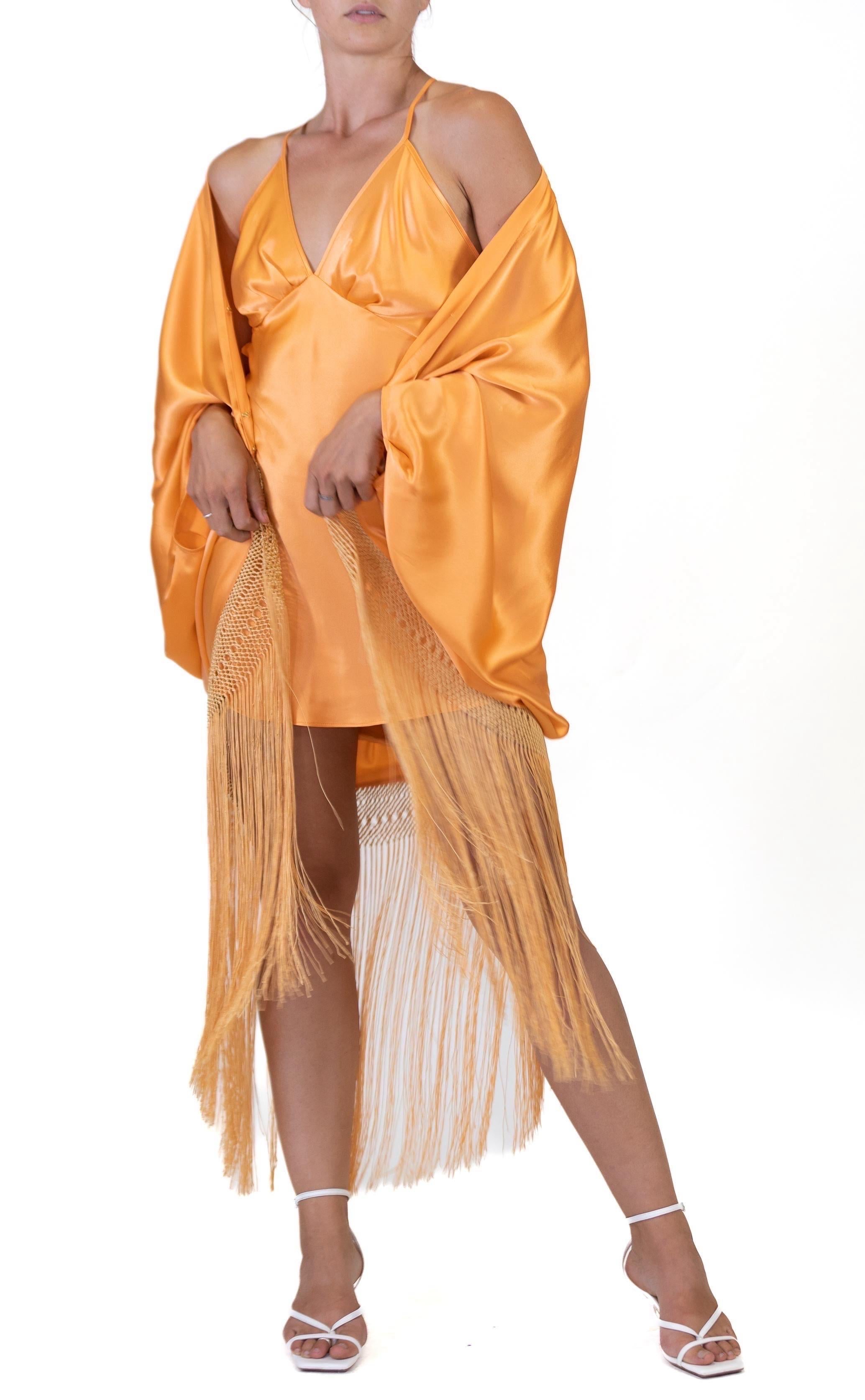 Women's MORPHEW COLLECTION Mayan Gold Silk Charmeuse Cocoon With Fringe For Sale