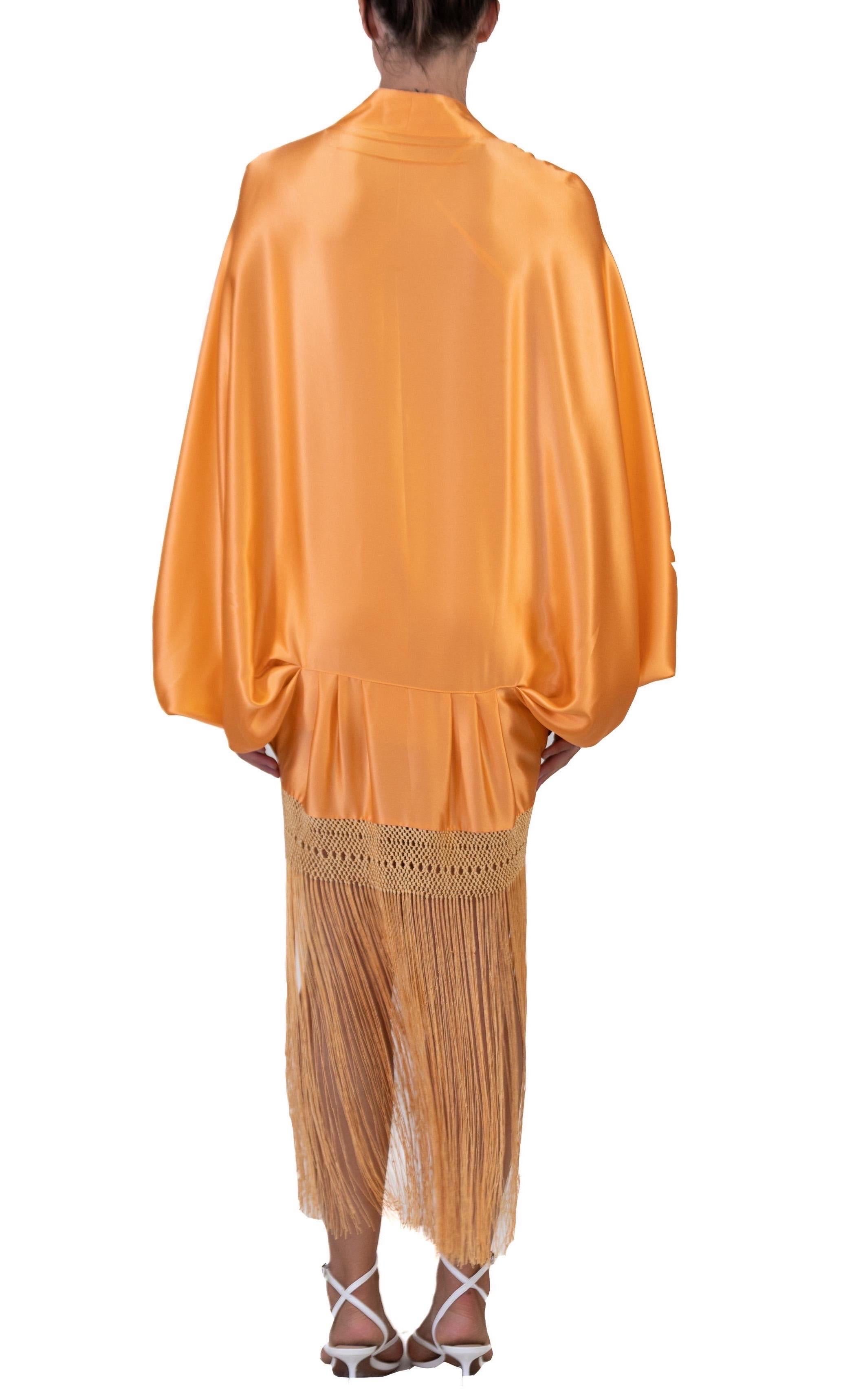 MORPHEW COLLECTION Mayan Gold Silk Charmeuse Cocoon With Fringe For Sale 2