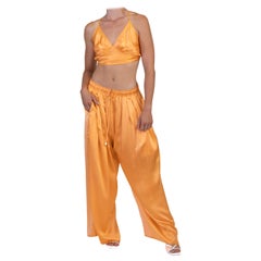 MORPHEW COLLECTION Mayan Gold Silk Charmeuse Oversized Box Pleat Pants