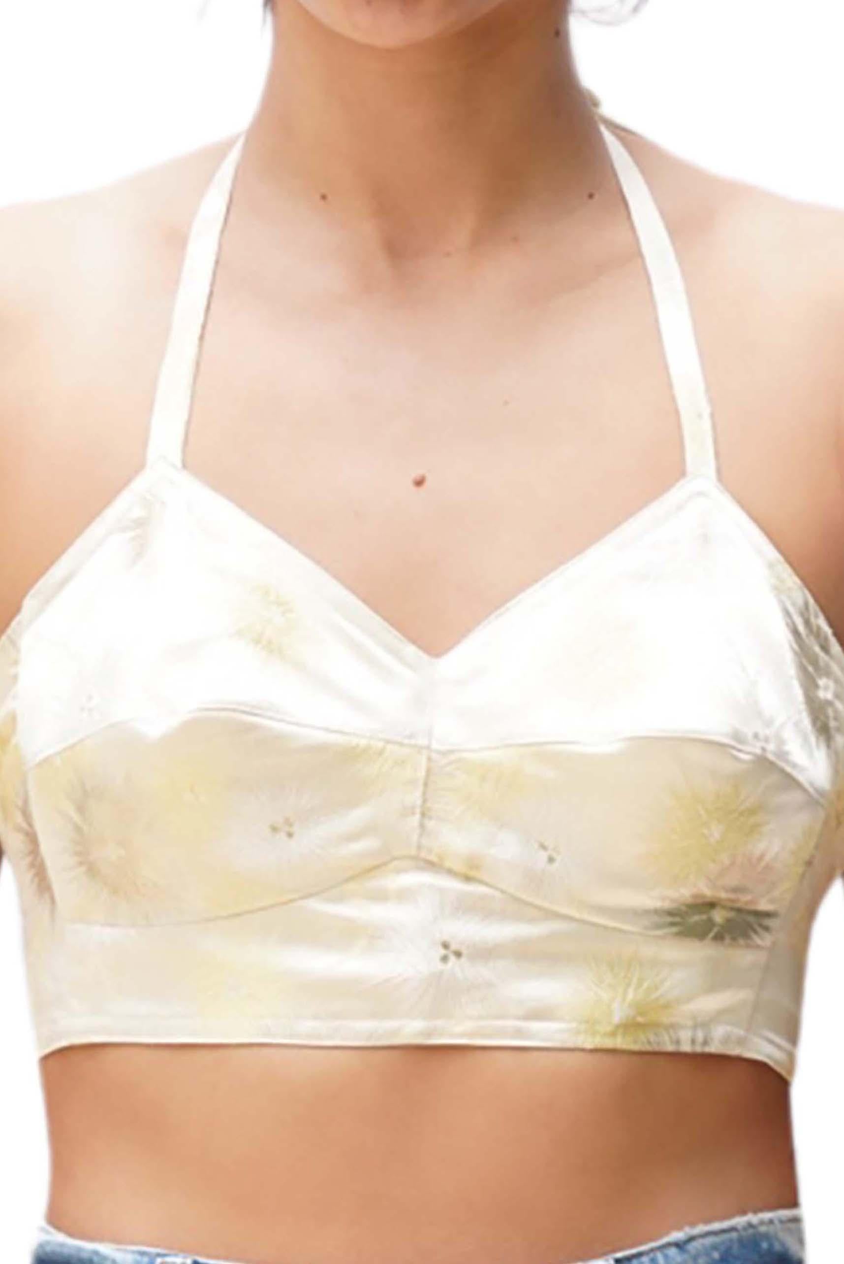 White Morphew Collection Metallic Cream & Butter Yellow Bustier With Adjustable Straps For Sale