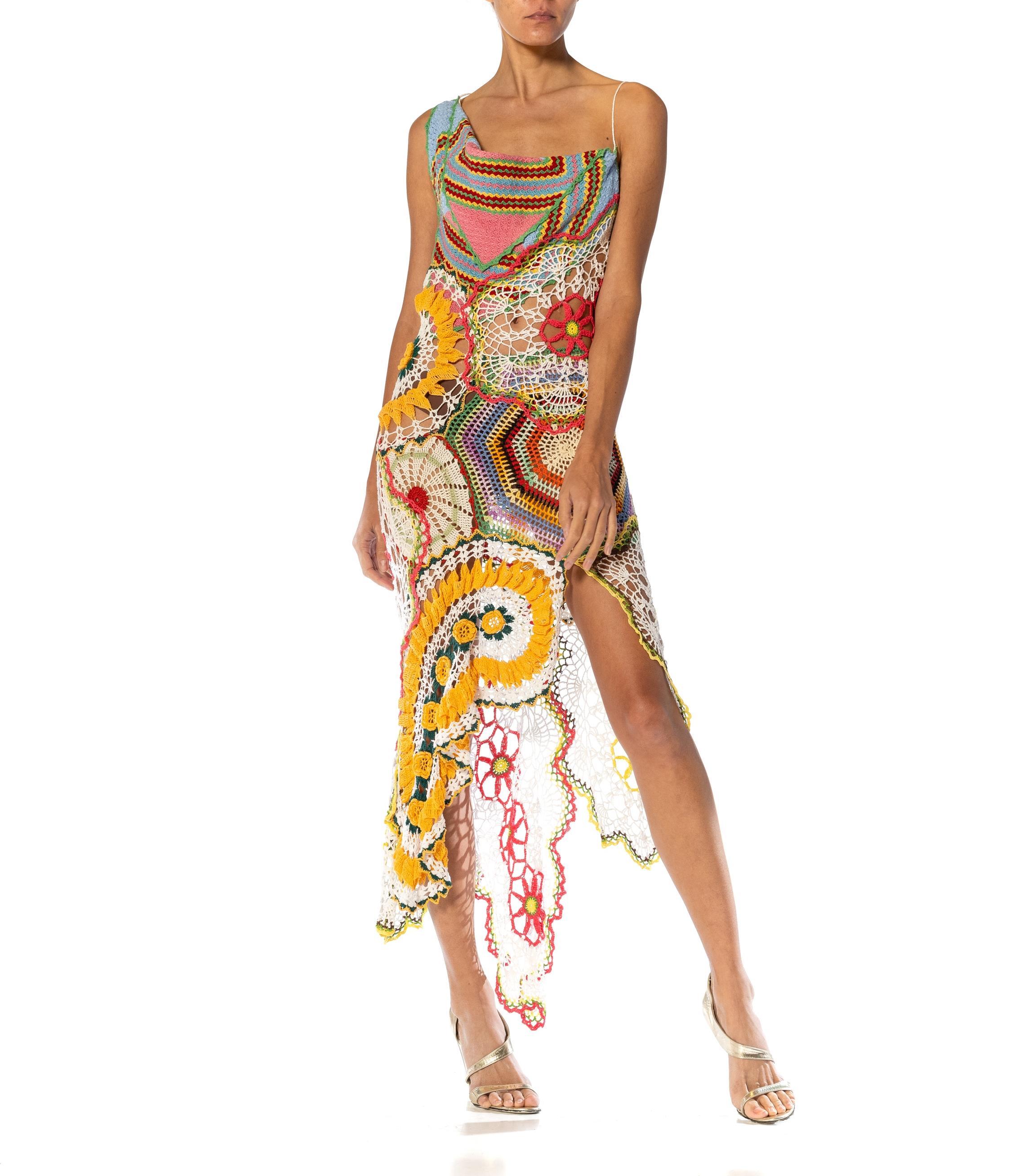 MORPHEW COLLECTION Multicolor Cotton Crochet Lace Dress For Sale 1
