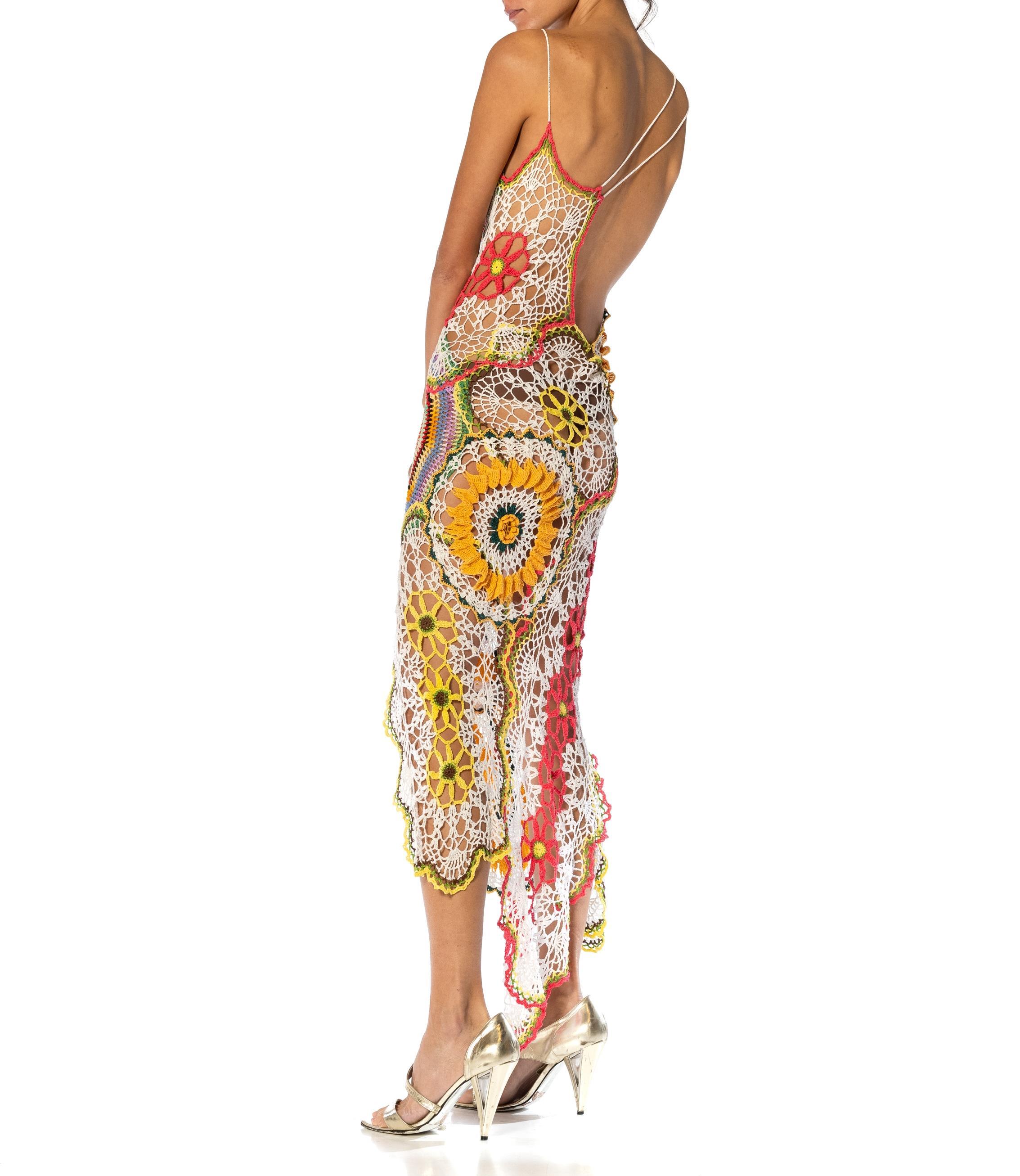 MORPHEW COLLECTION Multicolor Cotton Crochet Lace Dress For Sale 2