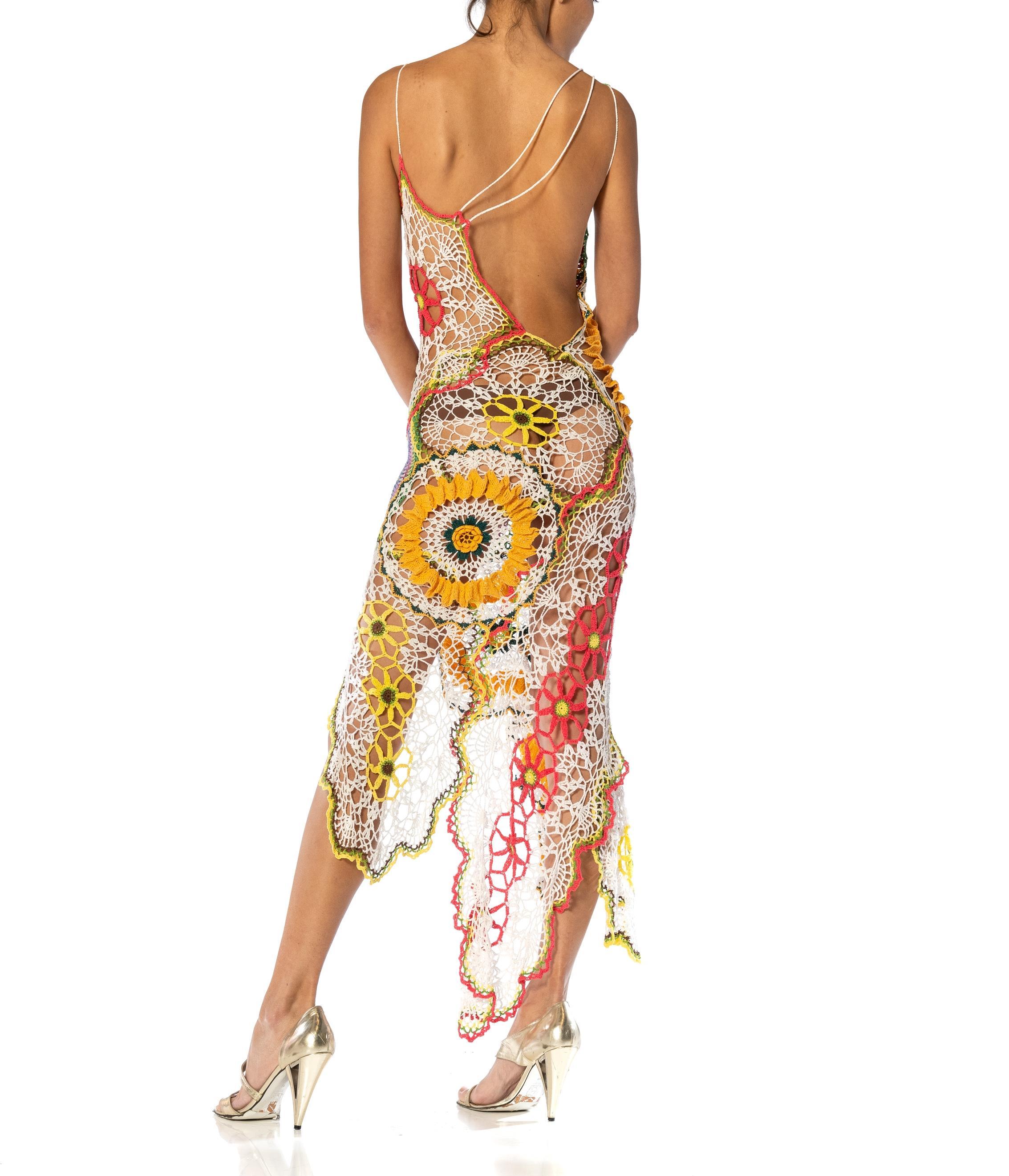MORPHEW COLLECTION Multicolor Cotton Crochet Lace Dress For Sale 3