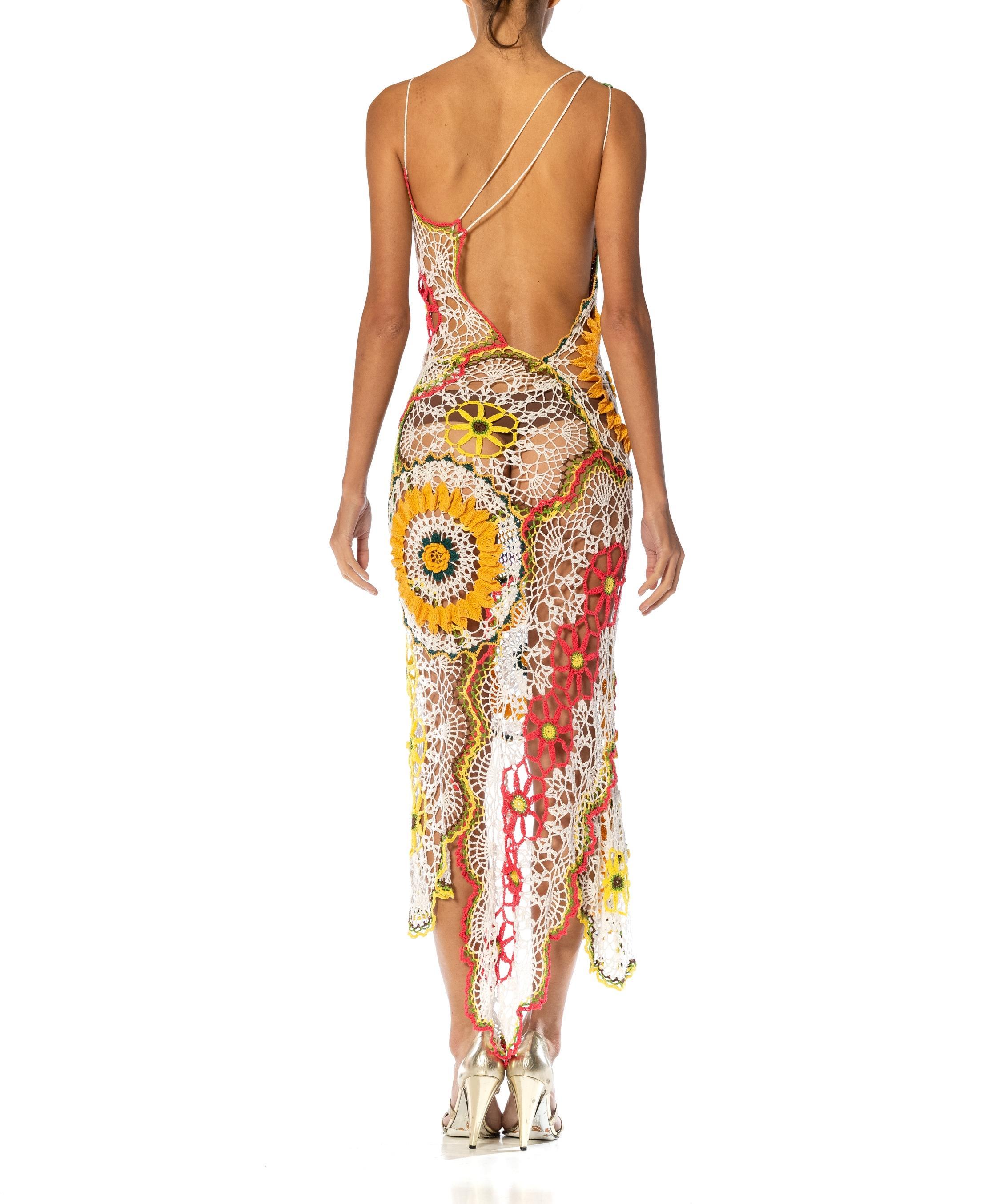 MORPHEW COLLECTION Multicolor Cotton Crochet Lace Dress For Sale 5