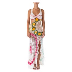 MORPHEW COLLECTION Multicolor Cotton Crochet Long Vintage Doily Dress
