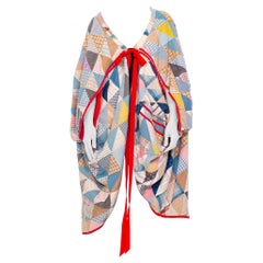 MORPHEW COLLECTION Multicolor Cotton Patchwork Cocoon Made From An Antique Quilt
