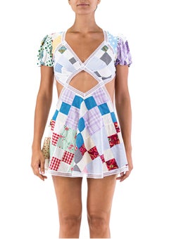MC Multicolor Cotton & Vintage Lace Short Patchwork Quilt Dress