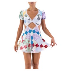 MC Multicolor Cotton & Vintage Lace Short Patchwork Quilt Dress