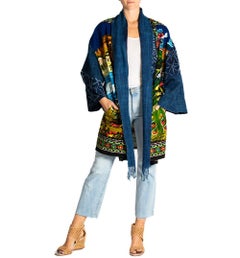 MORPHEW COLLECTION Multicolor Cotton Vintage Peacock Tapestry Jacket Length Dus