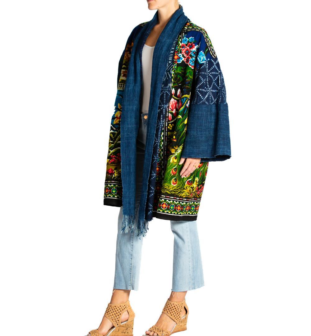 Women's or Men's MORPHEW COLLECTION Multicolor Cotton Vintage Peacock Tapestry Jacket Length Dus For Sale