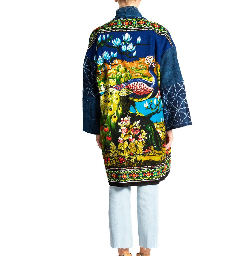 MORPHEW COLLECTION Multicolor Cotton Vintage Peacock Tapestry Jacket Length Dus For Sale 1