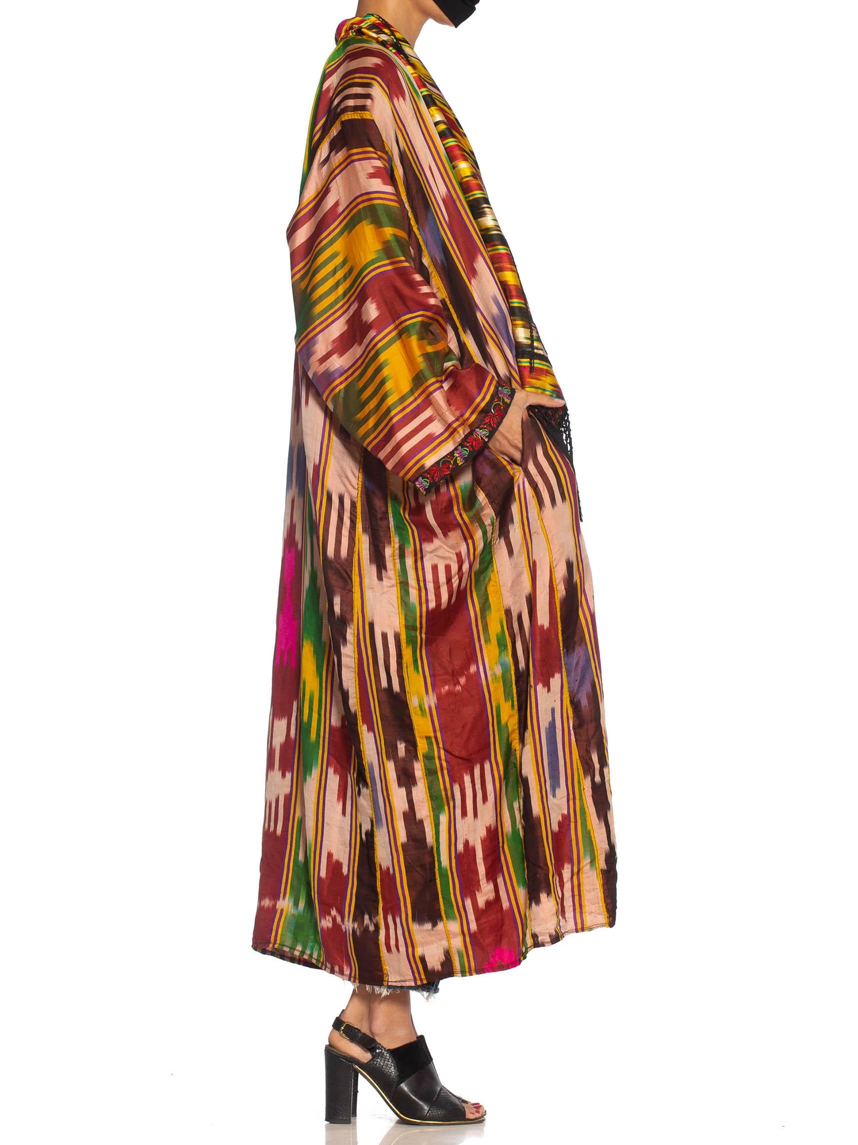 MORPHEW COLLECTION Multicolor Silk Ikat Oversized Duster With Fringe 6