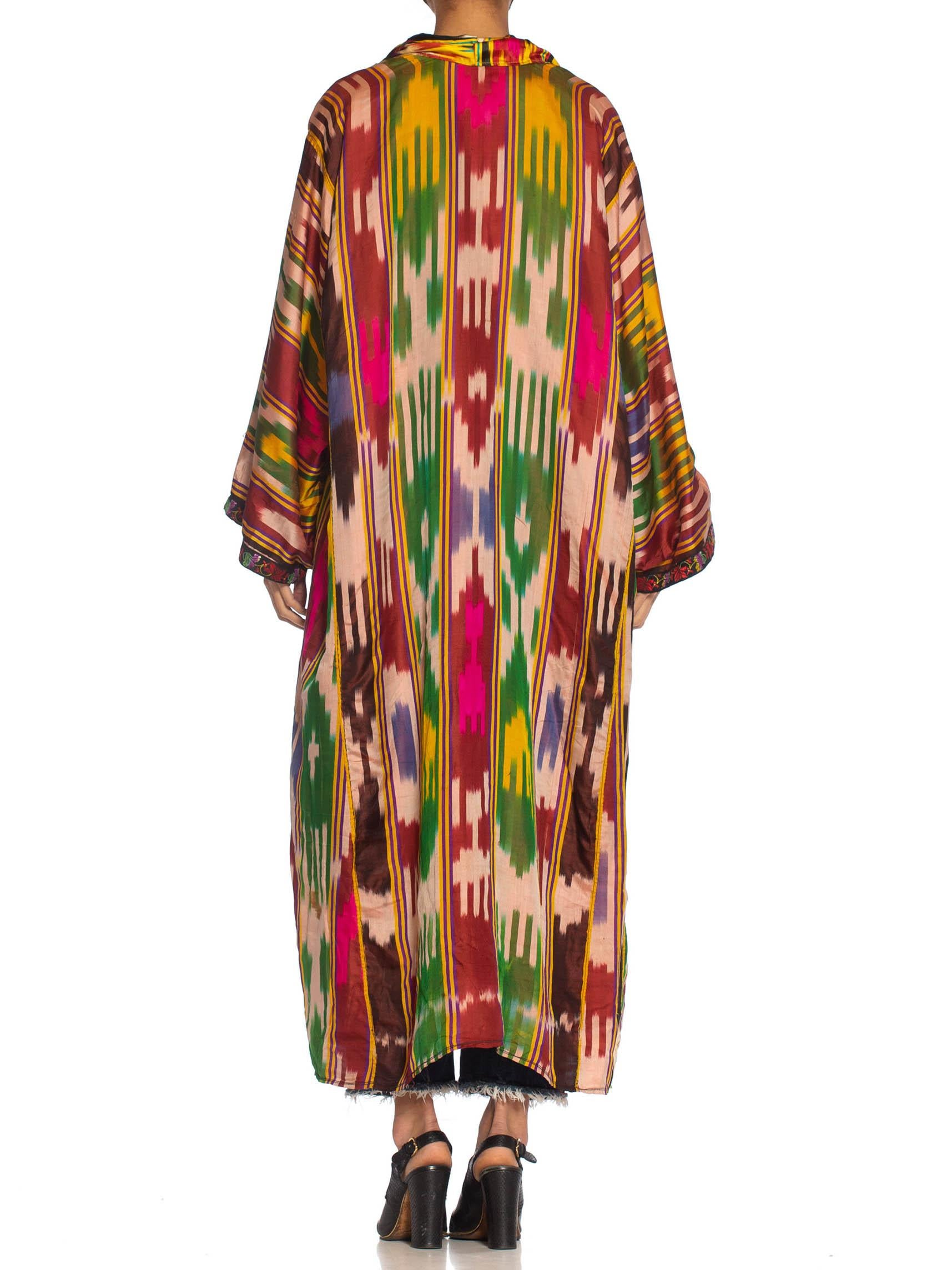 MORPHEW COLLECTION Multicolor Silk Ikat Oversized Duster With Fringe 1