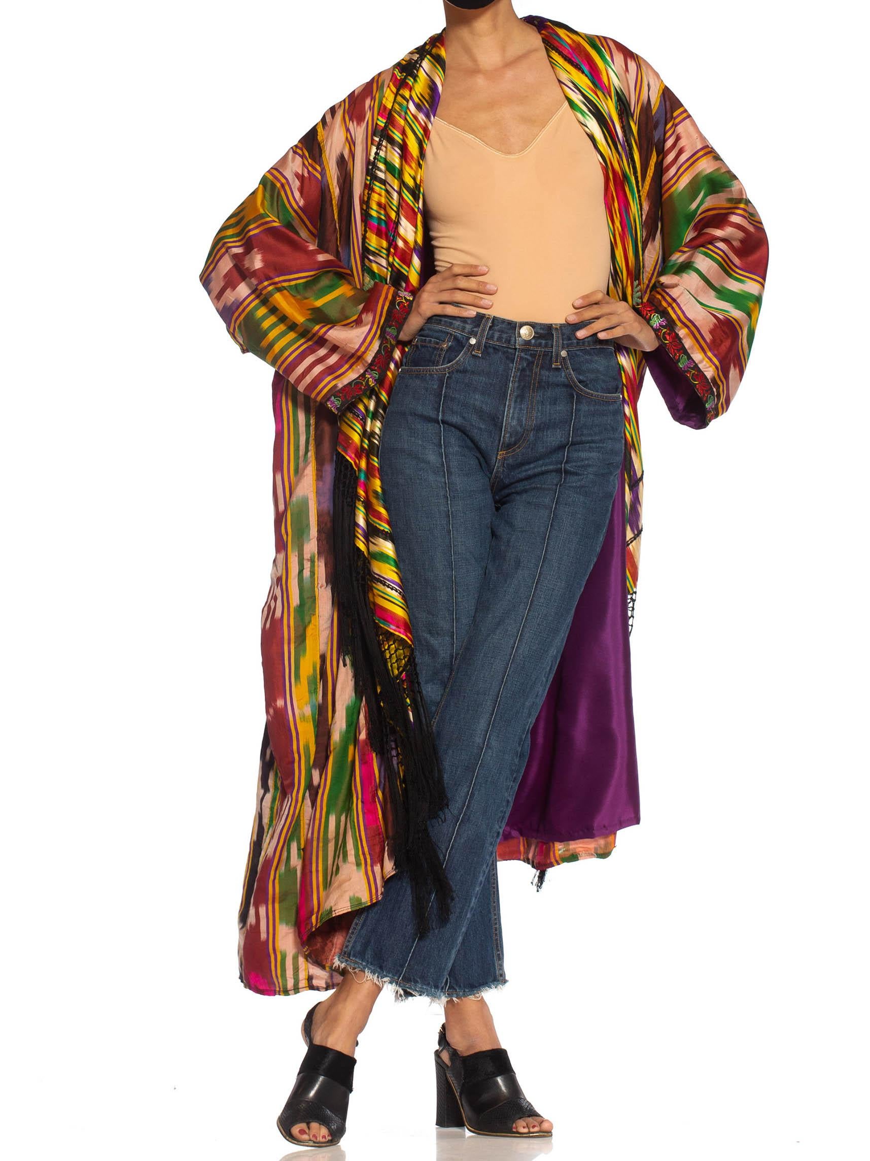 MORPHEW COLLECTION Multicolor Silk Ikat Oversized Duster With Fringe 2