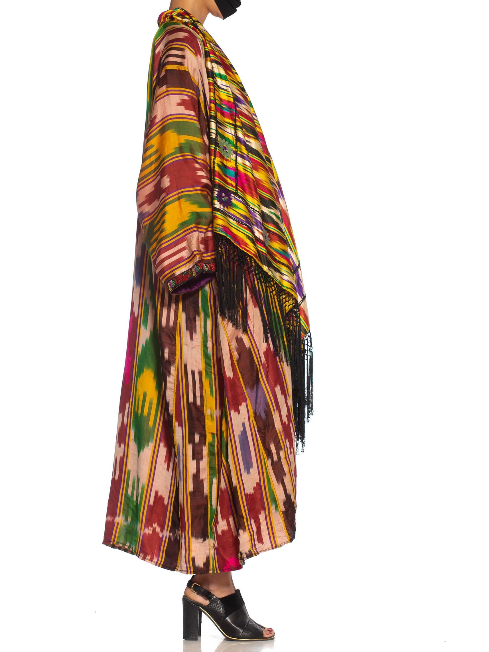 MORPHEW COLLECTION Multicolor Silk Ikat Oversized Duster With Fringe 3